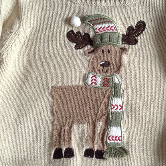 Bowen & Wright Infant Knit Sweater w/Holiday Reindeer, Sz 12 months - Picture 3 of 8